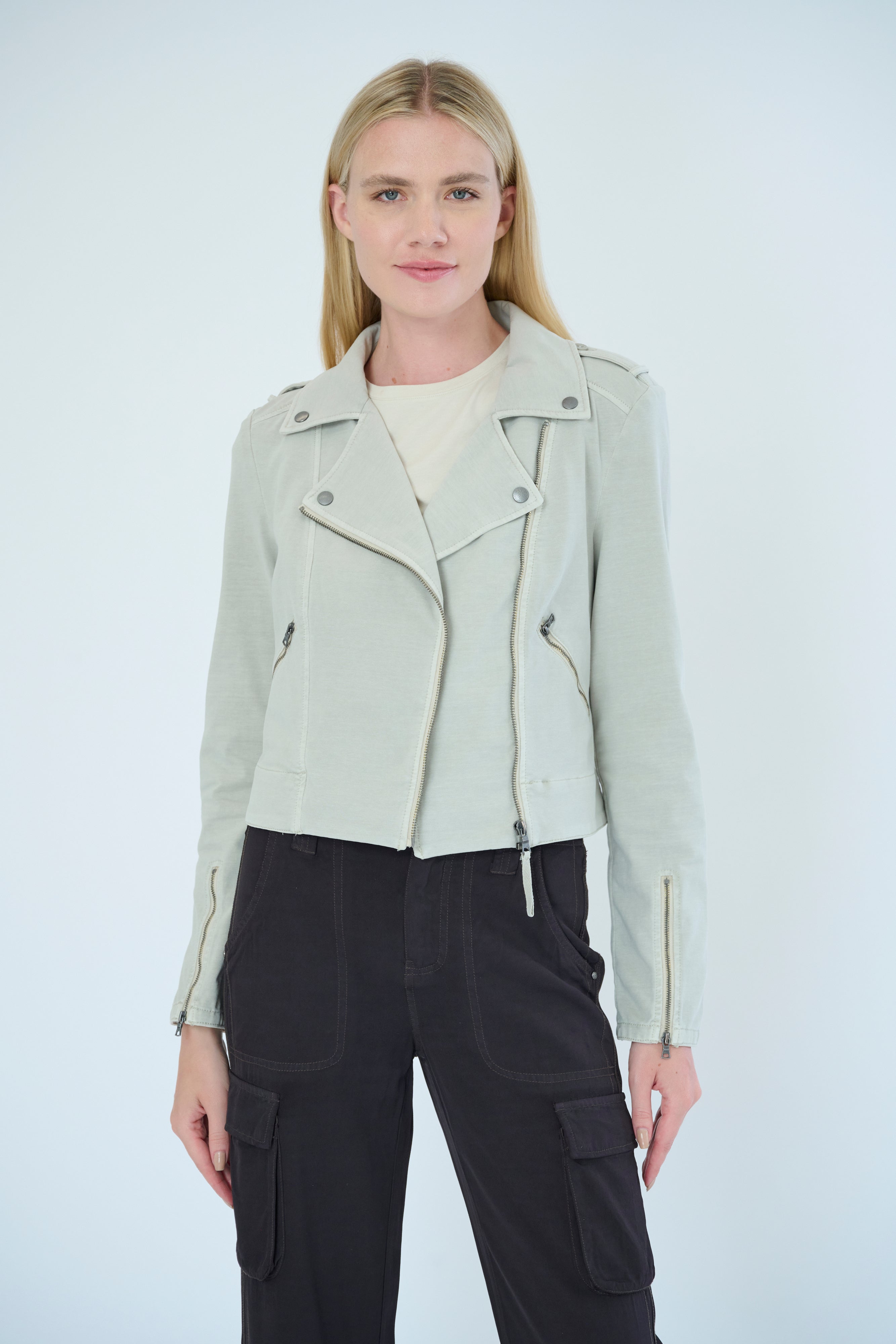 Layla Solid Knit Moto Jacket