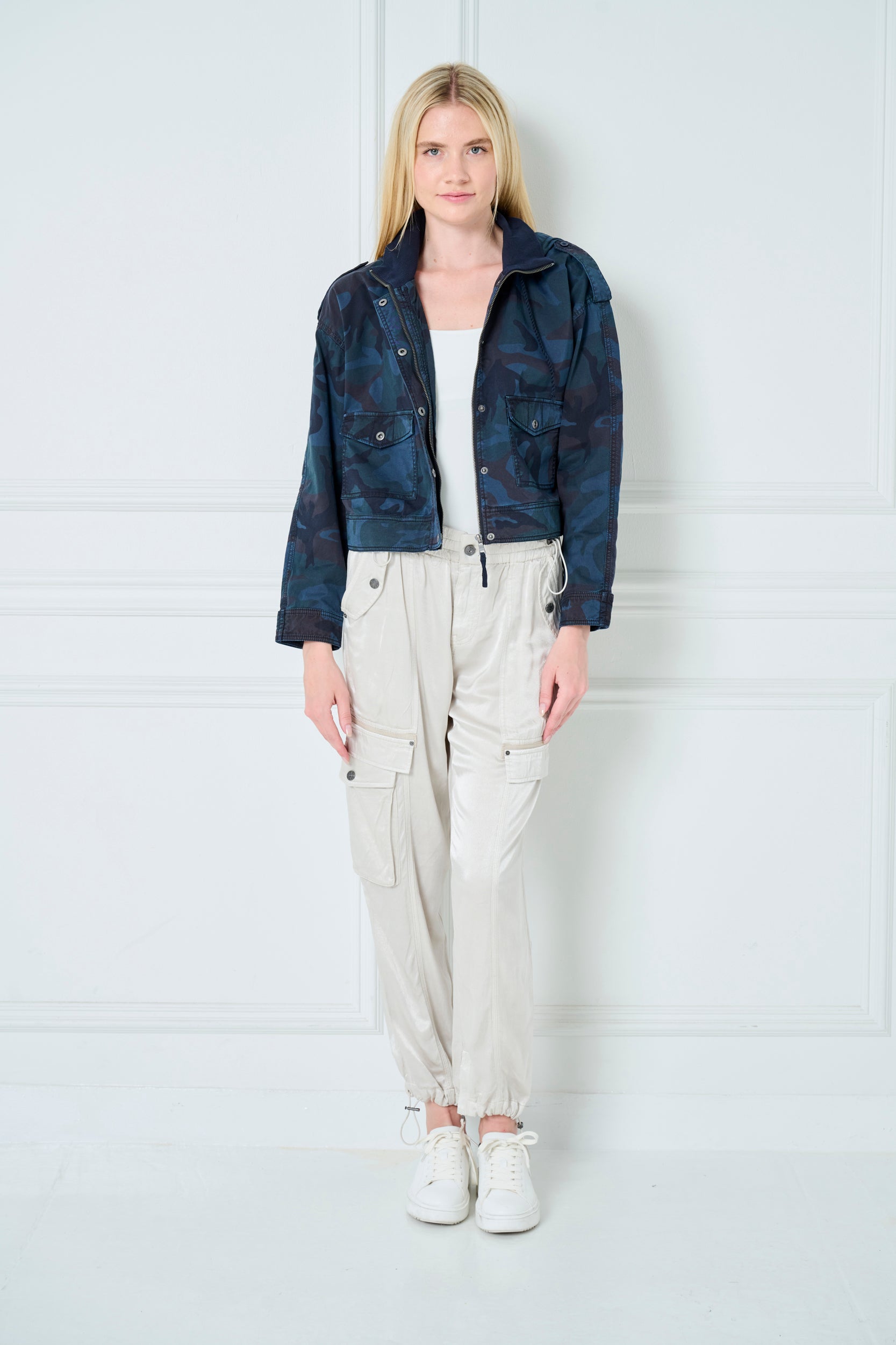 Stretch twill crop zip-up jacket - Casablanca - Women