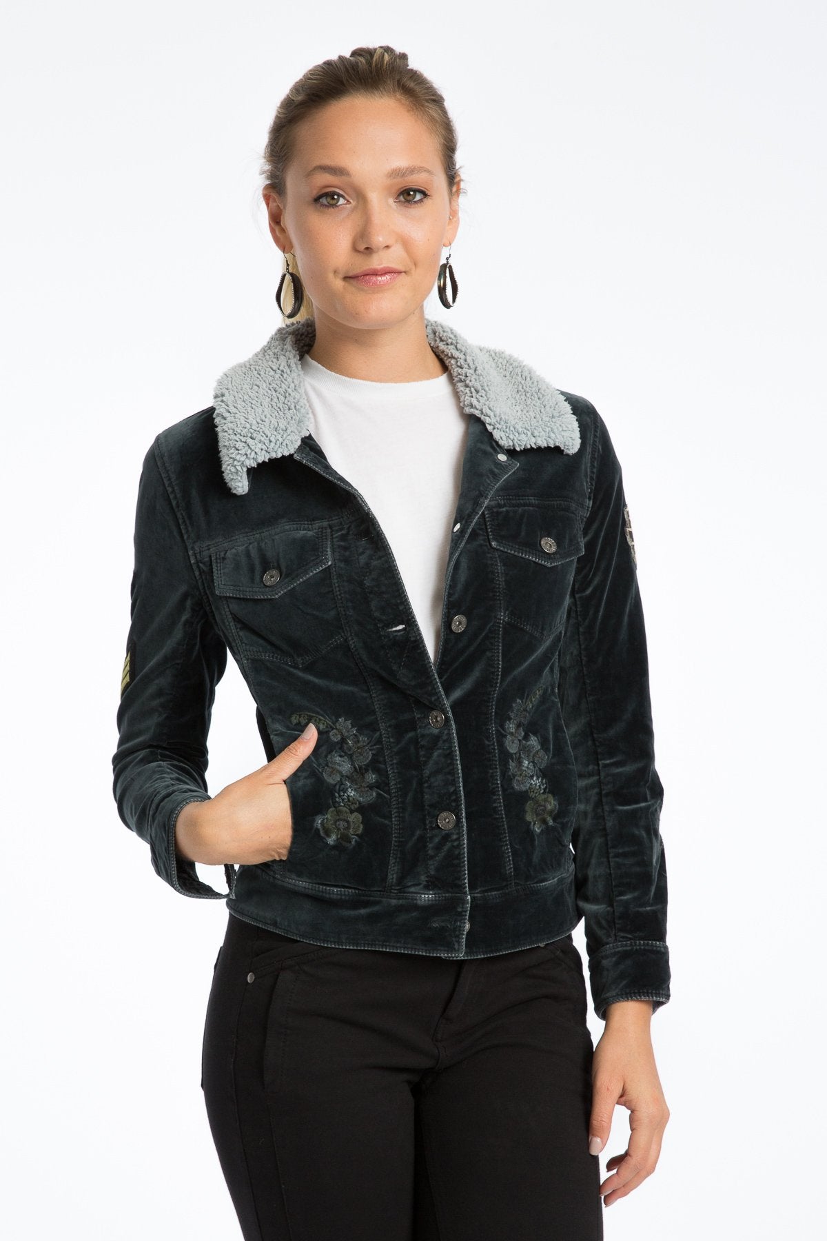 Embroidered trucker outlet jacket