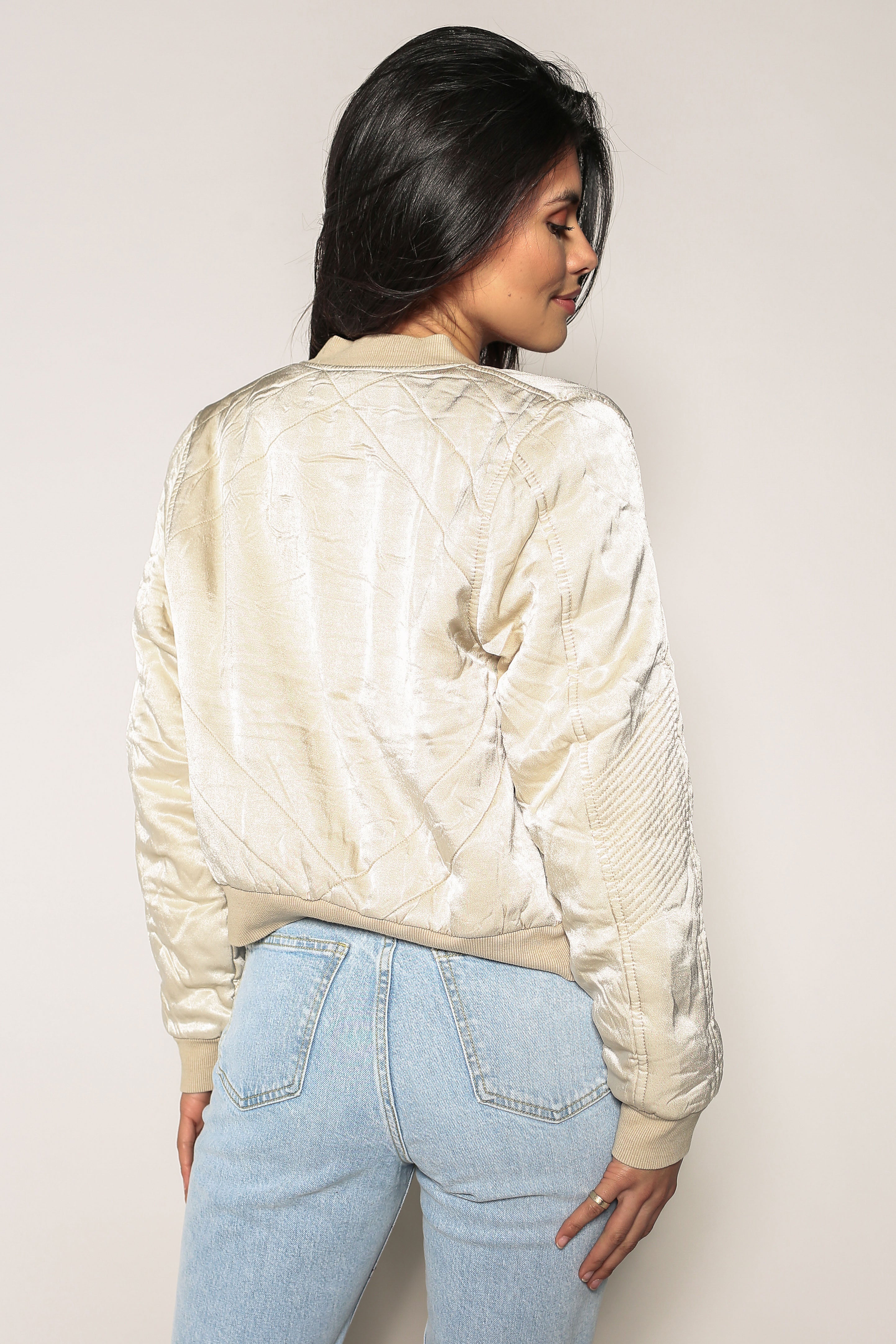 Sateen bomber shop jacket womens